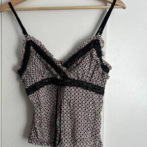 Vintage Y2K 90s mesh lace bow cami